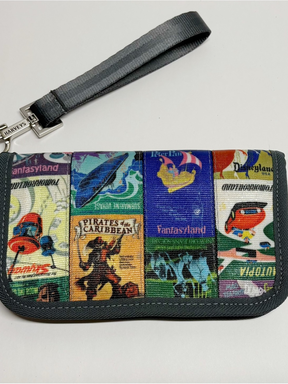 Harveys Black Multicolor Patchwork Disneyland Wristlet